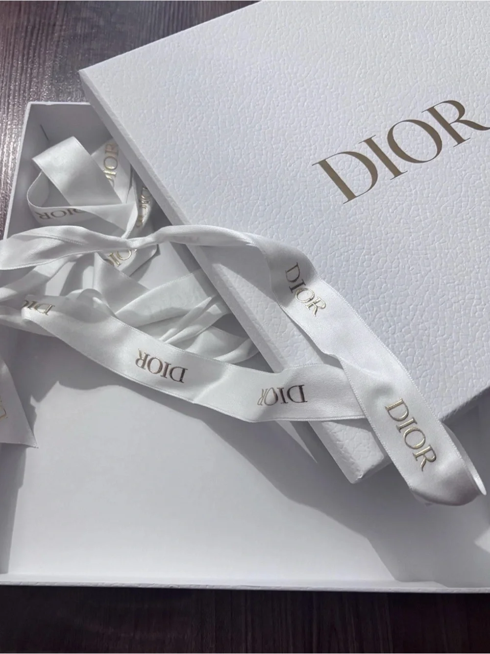 Dior Empty White Box 10x10x1.5 Inch With Ribbon
